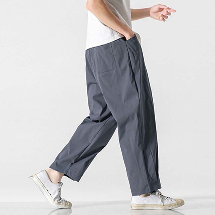 Buddha Stones 夏用無地ドローストリングアンクル丈メンズカーゴハーレムパンツ（ポケット付き） - image 9