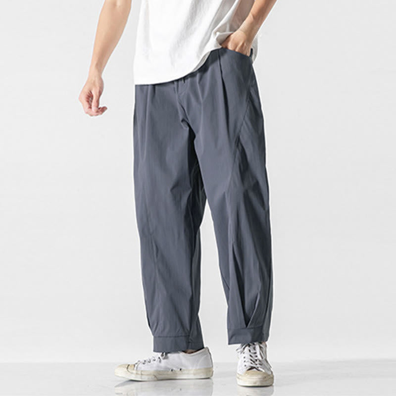 Buddha Stones 夏用無地ドローストリングアンクル丈メンズカーゴハーレムパンツ（ポケット付き） - image 14