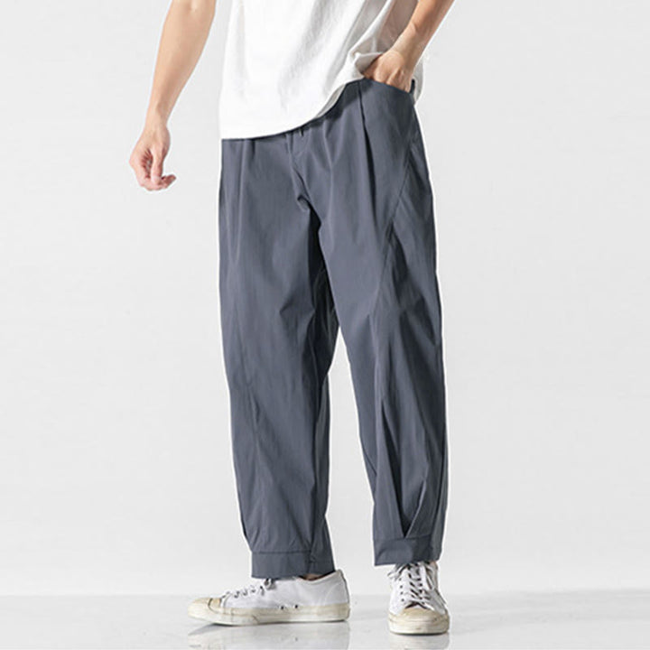 Buddha Stones 夏用無地ドローストリングアンクル丈メンズカーゴハーレムパンツ（ポケット付き） - image 14