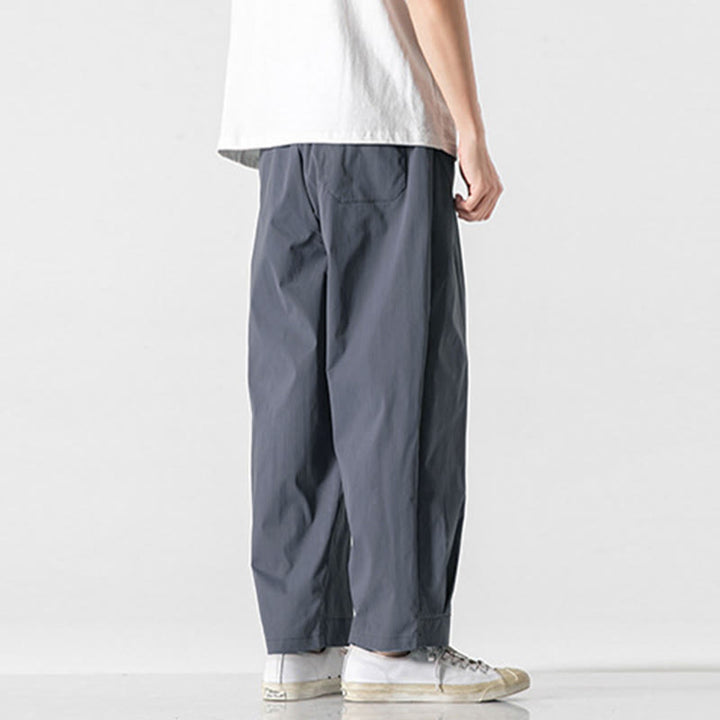 Buddha Stones 夏用無地ドローストリングアンクル丈メンズカーゴハーレムパンツ（ポケット付き） - image 11