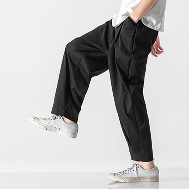 Buddha Stones 夏用無地ドローストリングアンクル丈メンズカーゴハーレムパンツ（ポケット付き） - image 22