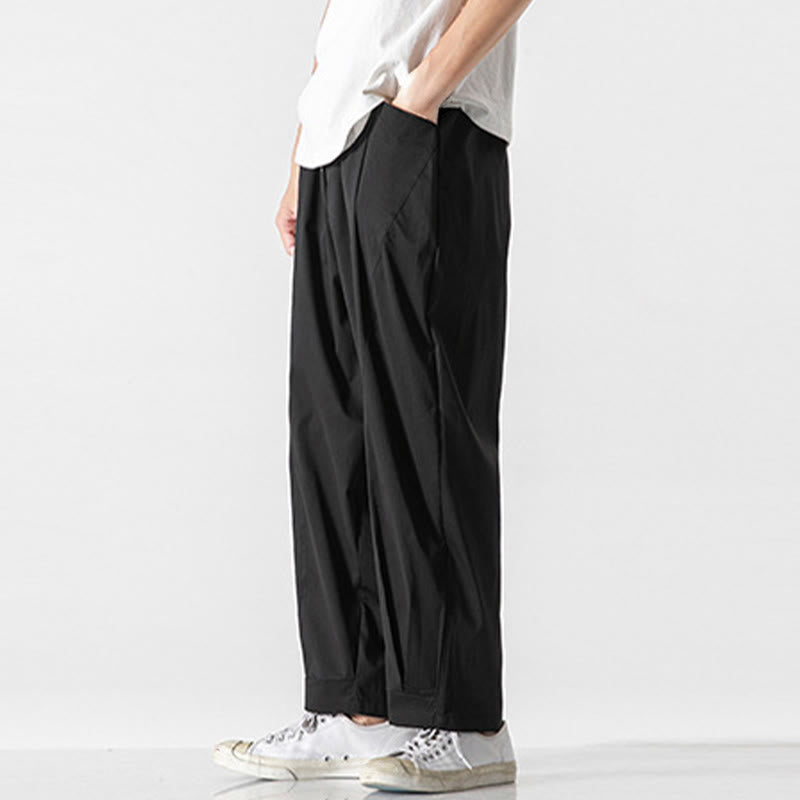 Buddha Stones 夏用無地ドローストリングアンクル丈メンズカーゴハーレムパンツ（ポケット付き） - image 18