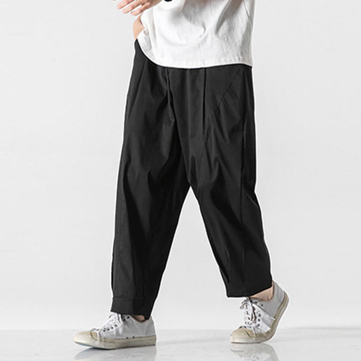 Buddha Stones 夏用無地ドローストリングアンクル丈メンズカーゴハーレムパンツ（ポケット付き） - image 17