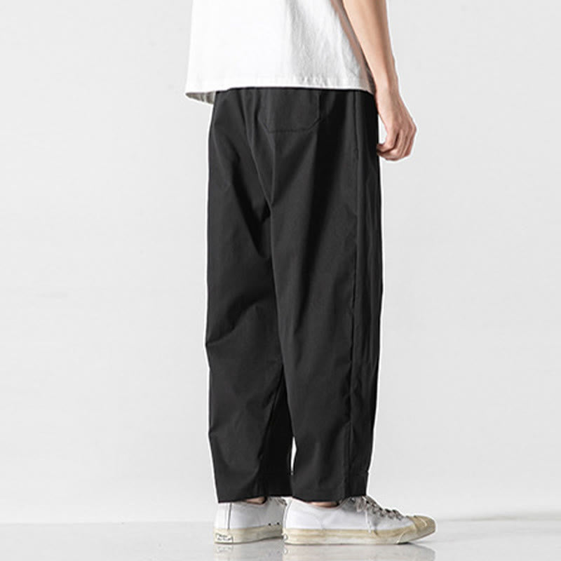 Buddha Stones 夏用無地ドローストリングアンクル丈メンズカーゴハーレムパンツ（ポケット付き） - image 19