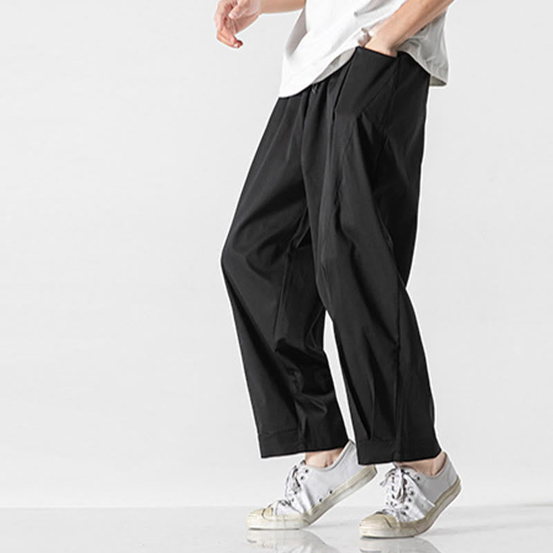 Buddha Stones 夏用無地ドローストリングアンクル丈メンズカーゴハーレムパンツ（ポケット付き） - image 21