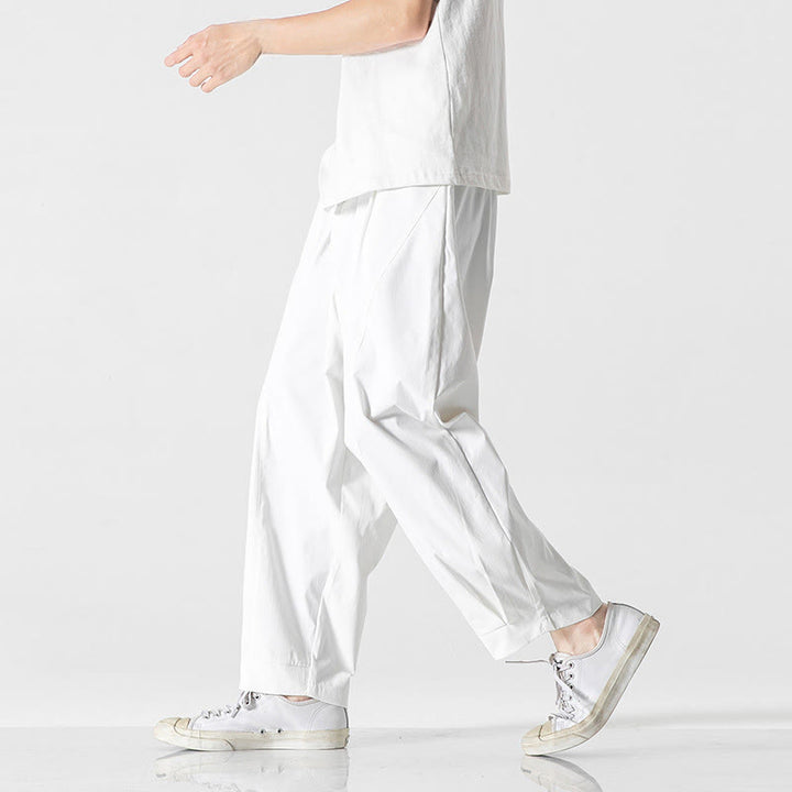 Buddha Stones 夏用無地ドローストリングアンクル丈メンズカーゴハーレムパンツ（ポケット付き） - image 27