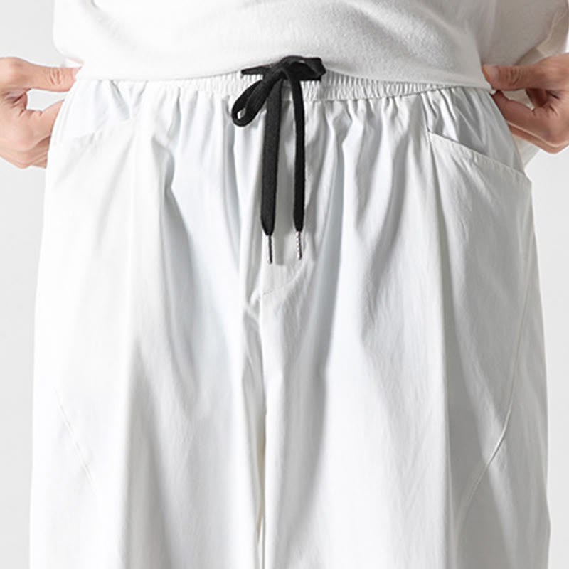 Buddha Stones 夏用無地ドローストリングアンクル丈メンズカーゴハーレムパンツ（ポケット付き） - image 34