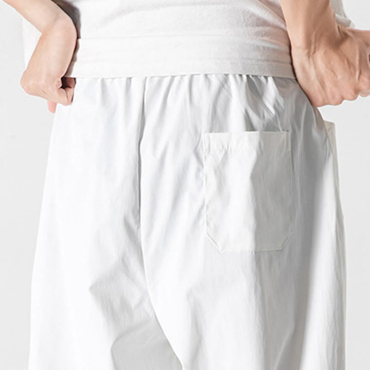 Buddha Stones 夏用無地ドローストリングアンクル丈メンズカーゴハーレムパンツ（ポケット付き） - image 35
