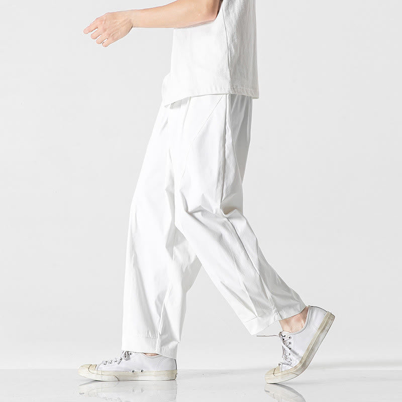 Buddha Stones 夏用無地ドローストリングアンクル丈メンズカーゴハーレムパンツ（ポケット付き） - image 27