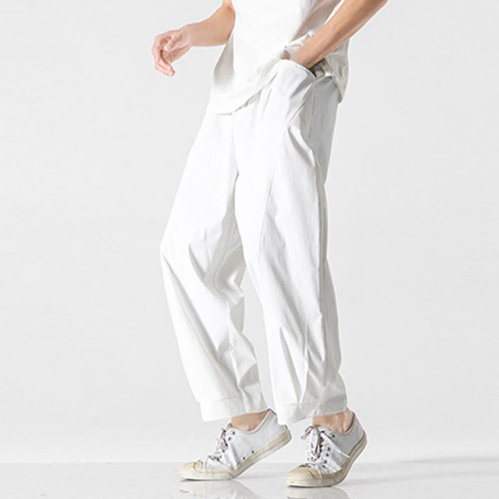 Buddha Stones 夏用無地ドローストリングアンクル丈メンズカーゴハーレムパンツ（ポケット付き） - image 30