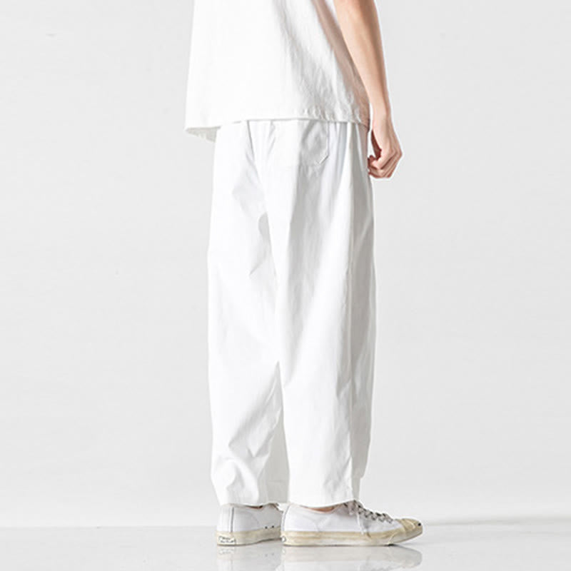 Buddha Stones 夏用無地ドローストリングアンクル丈メンズカーゴハーレムパンツ（ポケット付き） - image 28