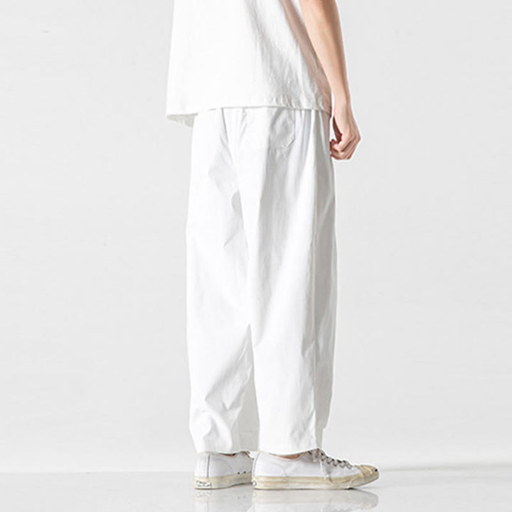 Buddha Stones 夏用無地ドローストリングアンクル丈メンズカーゴハーレムパンツ（ポケット付き） - image 28