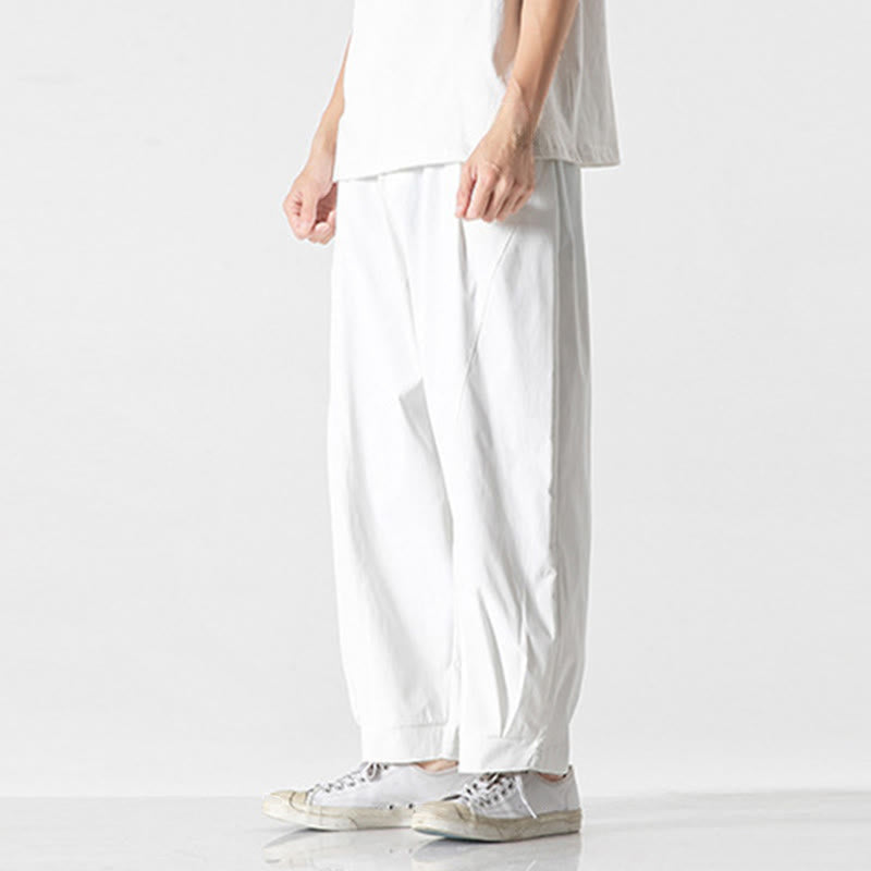 Buddha Stones 夏用無地ドローストリングアンクル丈メンズカーゴハーレムパンツ（ポケット付き） - image 29