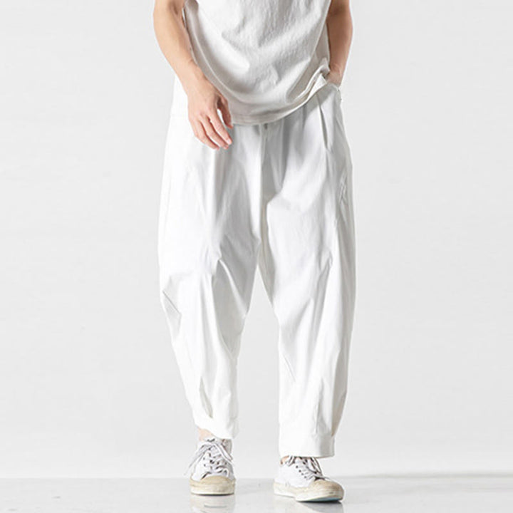 Buddha Stones 夏用無地ドローストリングアンクル丈メンズカーゴハーレムパンツ（ポケット付き） - image 31