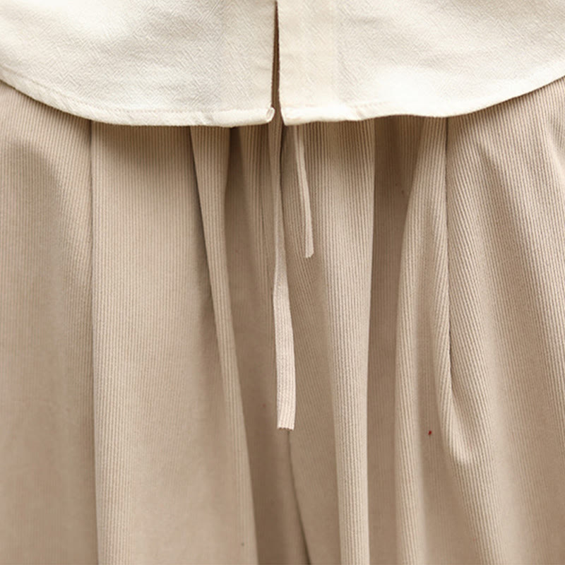 Buddha Stones 秋冬 無地 伸縮性ウエスト ドローストリング メンズ ハーレムパンツ ポケット付き - image 10