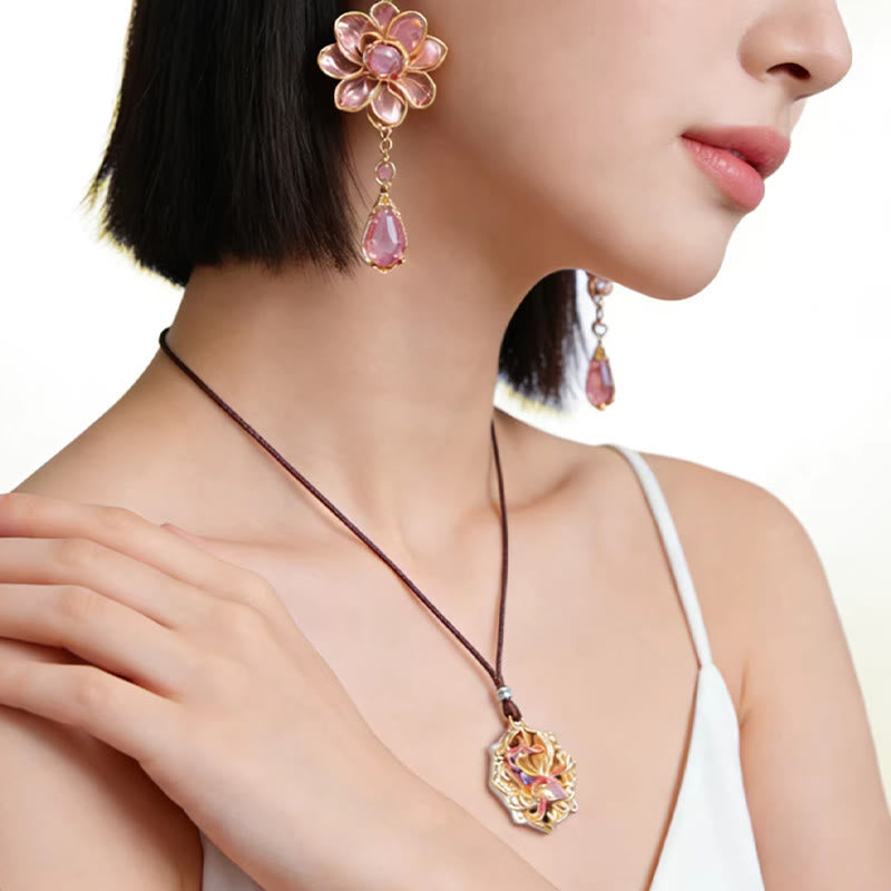 Buddha Stones 999スターリングシルバーのカラフルな鯉の彫刻が施された幸運のネックレスペンダント - image 11