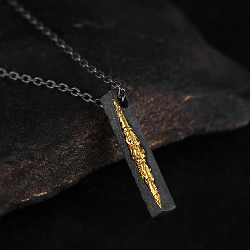 Buddha Stones 999スターリングシルバー999ゴールドオーム・マニ・パドメ・フムウィズダムネックレスペンダント - オム マニ パドメ ハム&55cm シルバー バジュラ チェーン - image 1