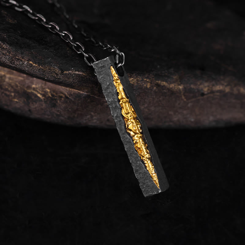 Buddha Stones 999スターリングシルバー999ゴールドオーム・マニ・パドメ・フムウィズダムネックレスペンダント - image 2