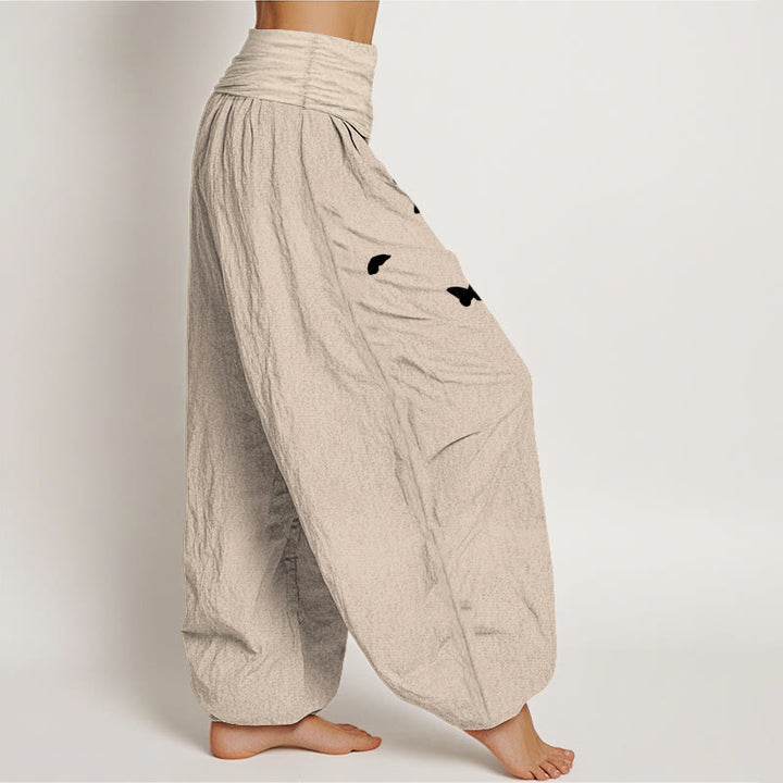 Buddha Stones ピュアコットンのエレガントな蝶とタンポポ柄のレディース伸縮性ウエストハーレムパンツ - image 13