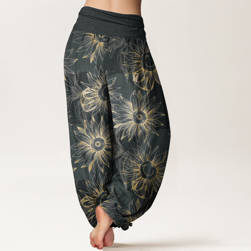 Buddha Stones コットン レトロプリント 花柄 レディース 伸縮性ウエスト ハーレムパンツ - image 6