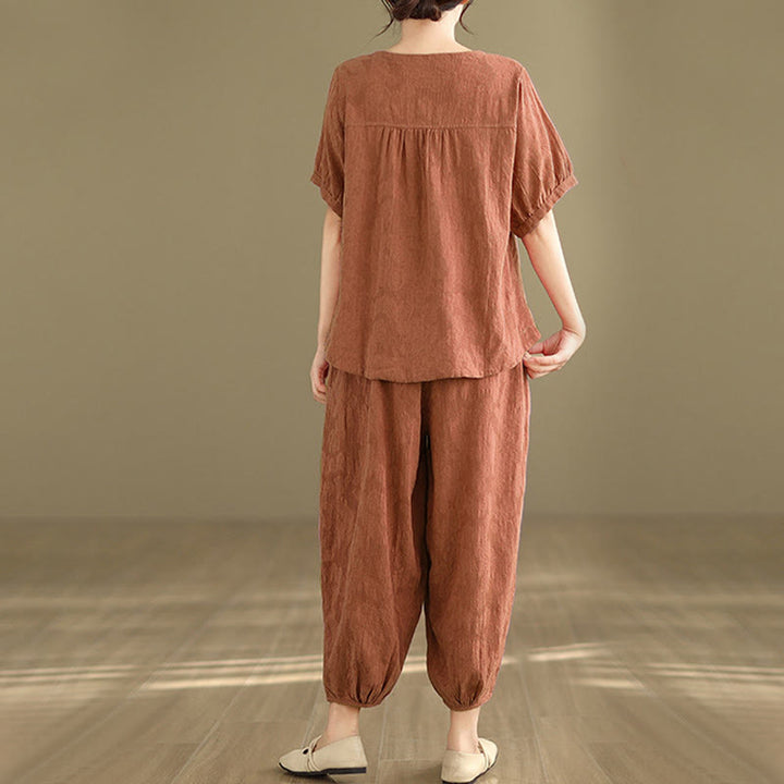 Buddha Stones 2点セット 花柄 カエルボタン シャツ コットン ハーレムパンツ ポケット付き - image 19