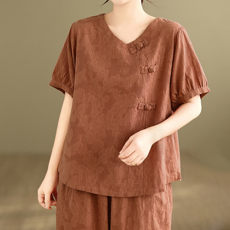 Buddha Stones 2点セット 花柄 カエルボタン シャツ コットン ハーレムパンツ ポケット付き - image 18