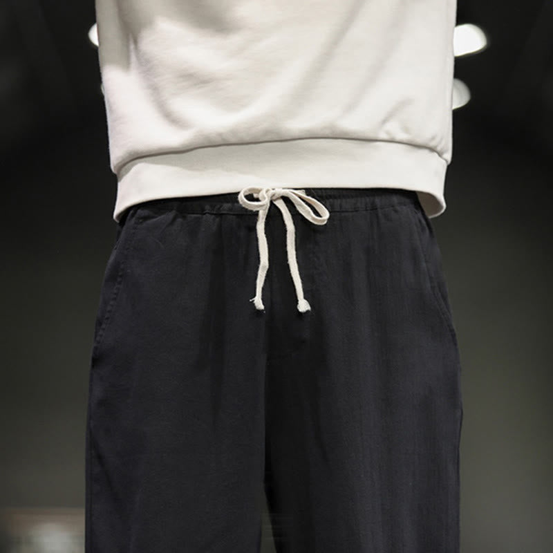 Buddha Stones ドローストリング、伸縮性ウエスト、フロッグボタン、足首丈、ポケット付きメンズコットンパンツ - image 23