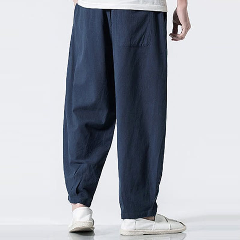 Buddha Stones ドローストリング 伸縮性ウエスト アンクル丈 メンズ コットンパンツ ポケット付き - image 28