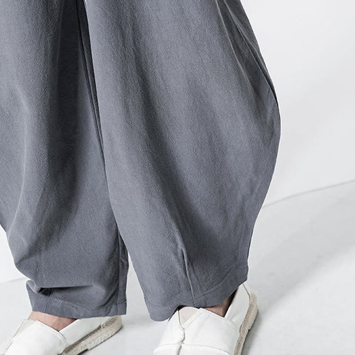 Buddha Stones ドローストリング 伸縮性ウエスト アンクル丈 メンズ コットンパンツ ポケット付き - image 10