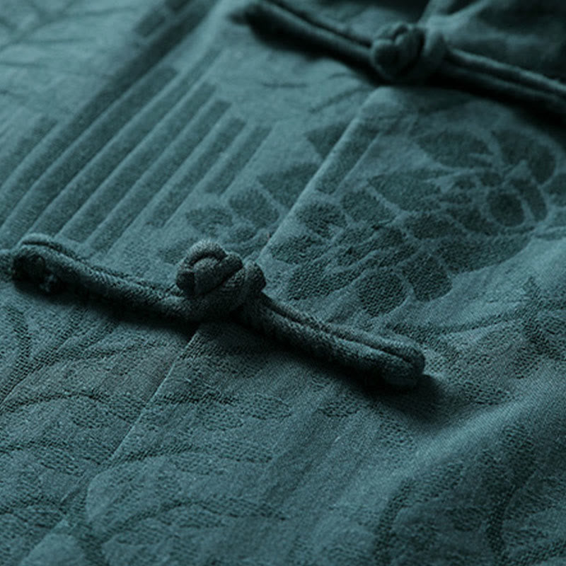 Buddha Stones 夏用カエルボタン半袖花柄コットンメンズシャツ - image 8