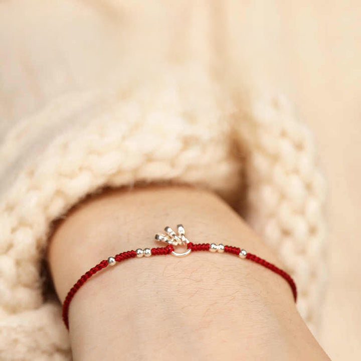 Buddha Stones 手作り925スターリングシルバー銅コインデザイン保護強度超薄型ブレスレットアンクレット - ダークレッドブレスレット（手首周り14～18cm） - image 9