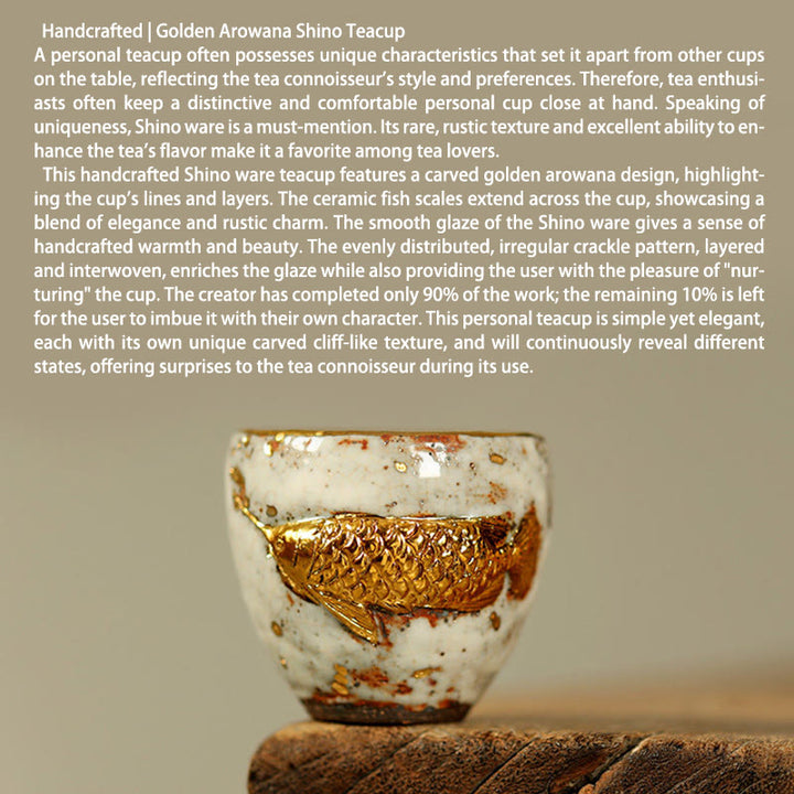 Buddha Stones 手作りのゴールデンアロワナ鯉陶器ティーカップカンフーティーカップティーポット - image 2