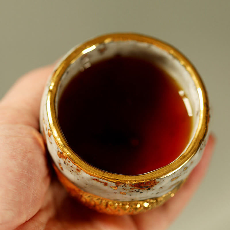 Buddha Stones 手作りのゴールデンアロワナ鯉陶器ティーカップカンフーティーカップティーポット - image 3