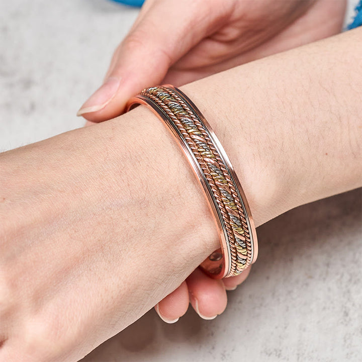 Buddha Stones レトロオープンツイスト銅バランスラッキーカフブレスレットバングル - image 4