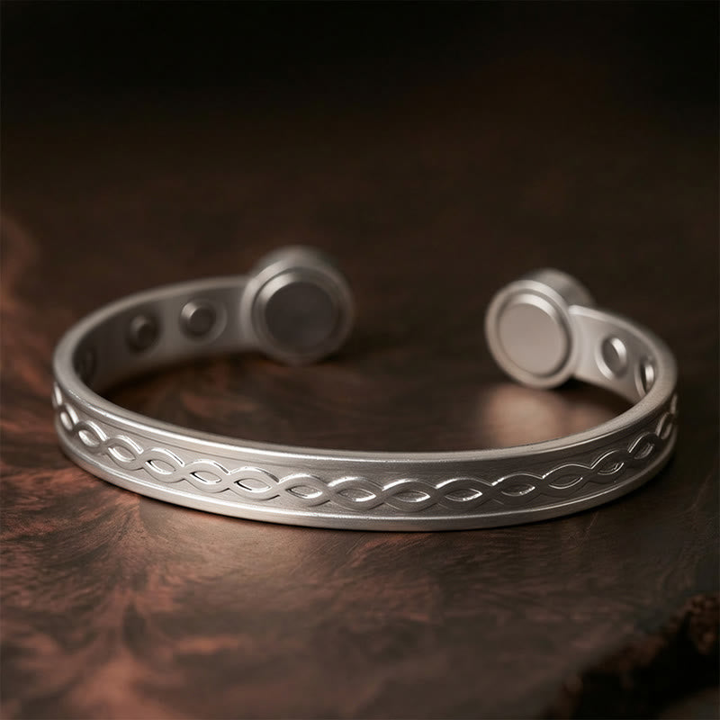 Buddha Stones 織り交ぜたループ模様の銅製バランス幸運オープンカフブレスレットバングル - シルバー（手首周り：15～18cm） - image 7