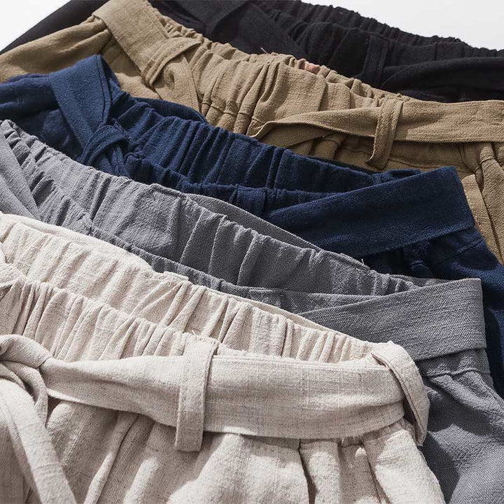 Buddha Stones ドローストリング 伸縮性ウエスト アンクル丈 メンズ ポリエステル パンツ ポケット付き - image 8