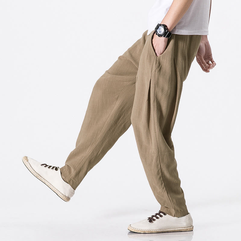 Buddha Stones ドローストリング 伸縮性ウエスト アンクル丈 メンズ ポリエステル パンツ ポケット付き - バーリーウッド - US/UK/AU46、 EU56 (5XL) - image 6