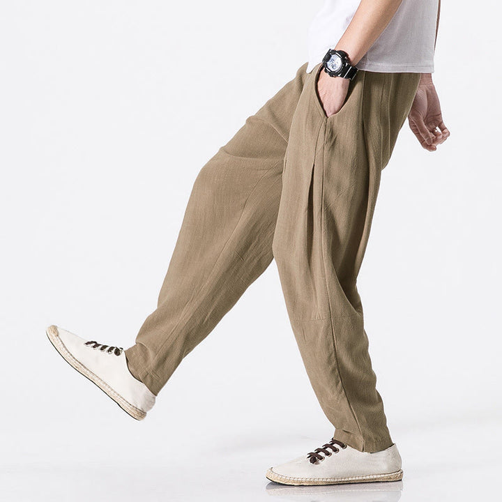 Buddha Stones ドローストリング 伸縮性ウエスト アンクル丈 メンズ ポリエステル パンツ ポケット付き - バーリーウッド - US/UK/AU46、 EU56 (5XL) - image 6