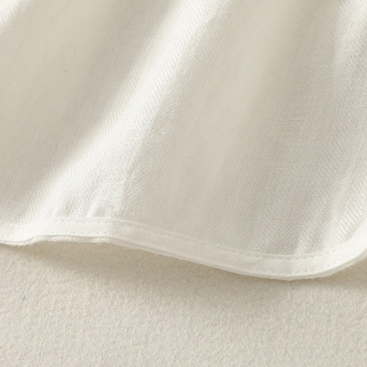 Buddha Stones 春の無地Vネック長袖レディースコットンシャツ - image 9