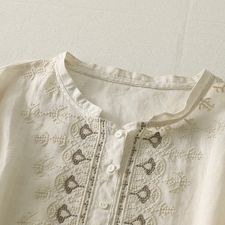 Buddha Stones 夏用花柄クルーネック半袖レディースポリエステルシャツ - image 16