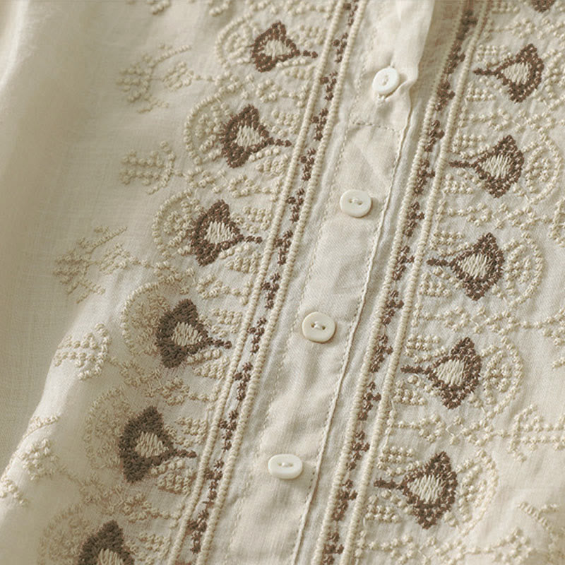 Buddha Stones 夏用花柄クルーネック半袖レディースポリエステルシャツ - image 17