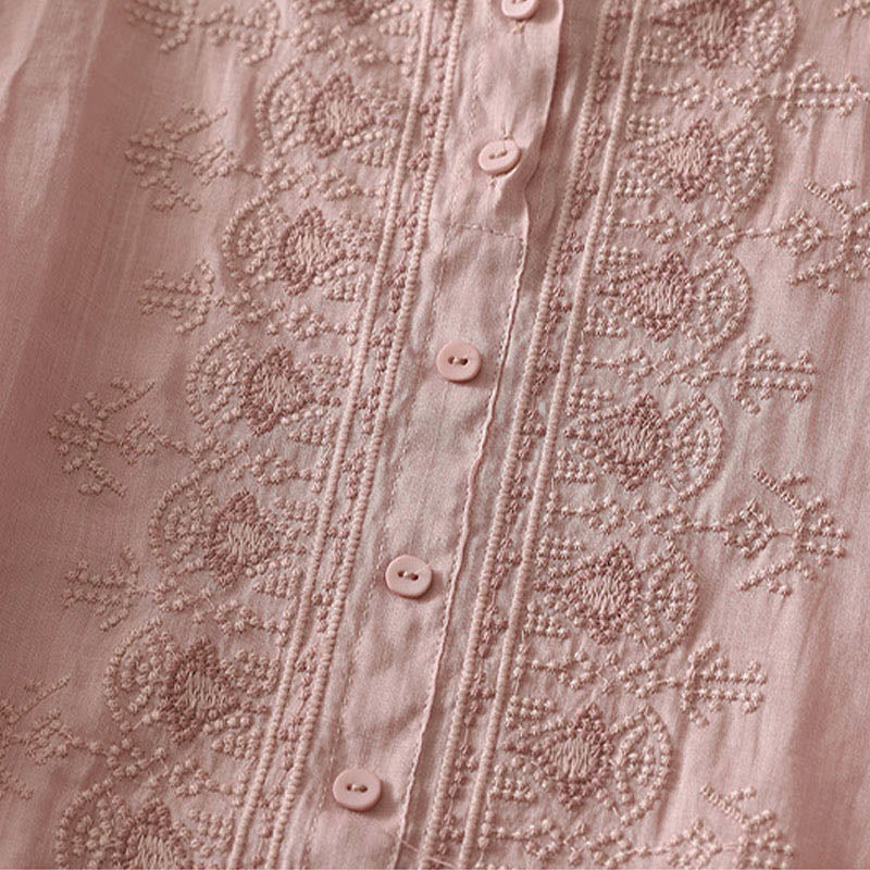 Buddha Stones 夏用花柄クルーネック半袖レディースポリエステルシャツ - image 7