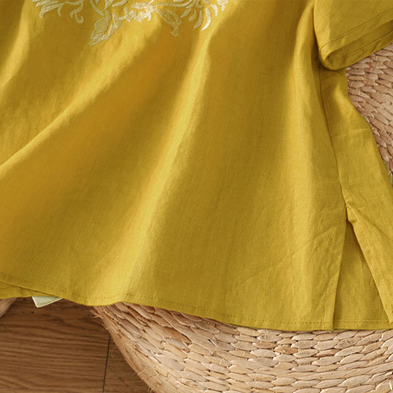 Buddha Stones カジュアル花柄クルーネックレディースコットンTシャツ - image 4