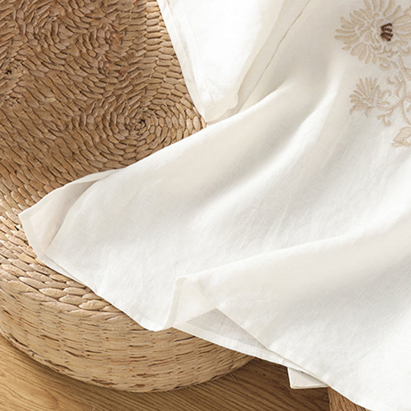 Buddha Stones カジュアル花柄クルーネックレディースコットンTシャツ - image 5