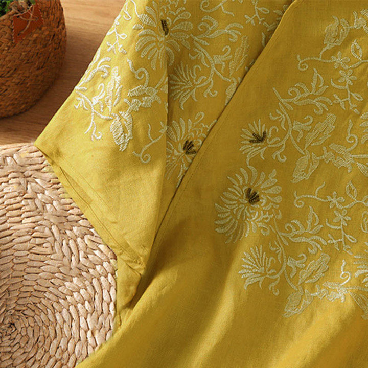 Buddha Stones カジュアル花柄クルーネックレディースコットンTシャツ - image 2