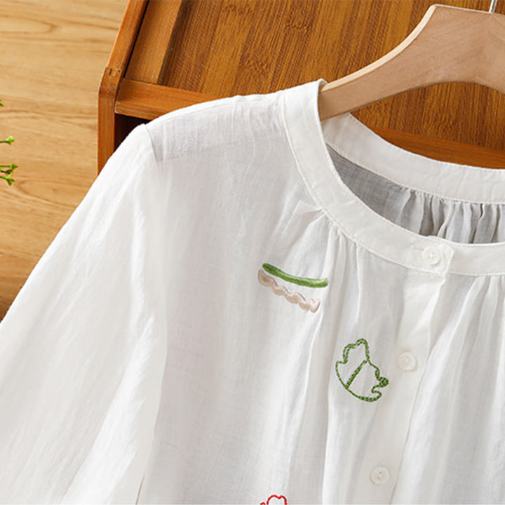 Buddha Stones コーラルひょうたん柄クルーネック半袖レディースポリエステルシャツ - image 11