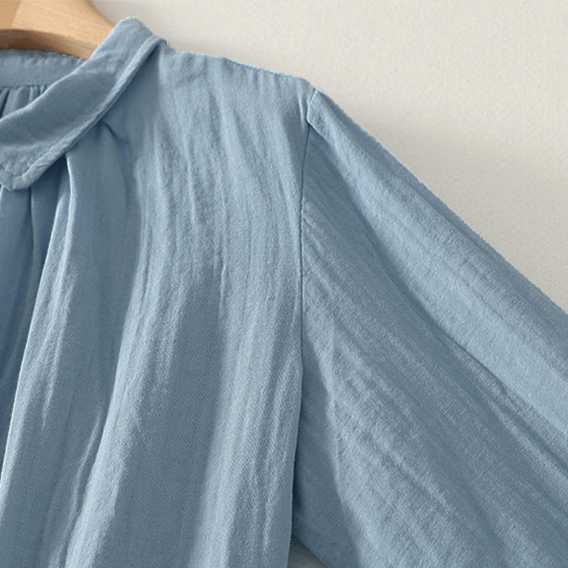 Buddha Stones 無地クルーネック長袖レディースポリエステルシャツ - image 3