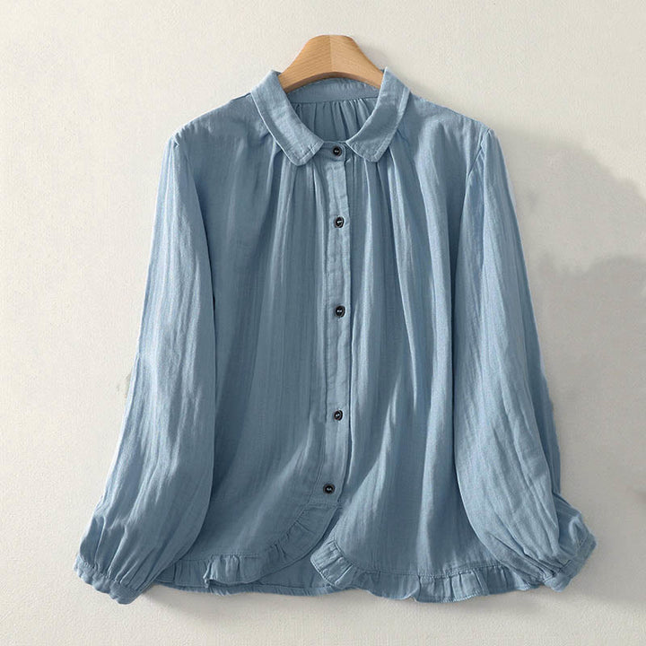 Buddha Stones 無地クルーネック長袖レディースポリエステルシャツ - ライトスカイブルー - US8-10，UK/AU12-14，EU40-42 (2XL) - image 0