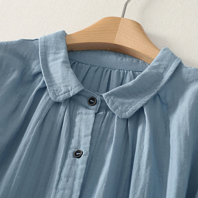 Buddha Stones 無地クルーネック長袖レディースポリエステルシャツ - image 2