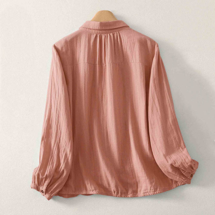 Buddha Stones 無地クルーネック長袖レディースポリエステルシャツ - image 10